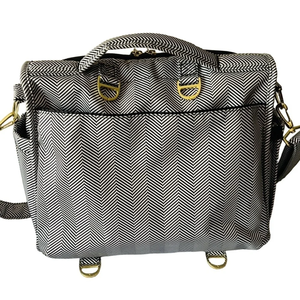 Jujube Diaper Bag, Shoulder/ Backpack/ Carry All, Black & Gray Herringbone